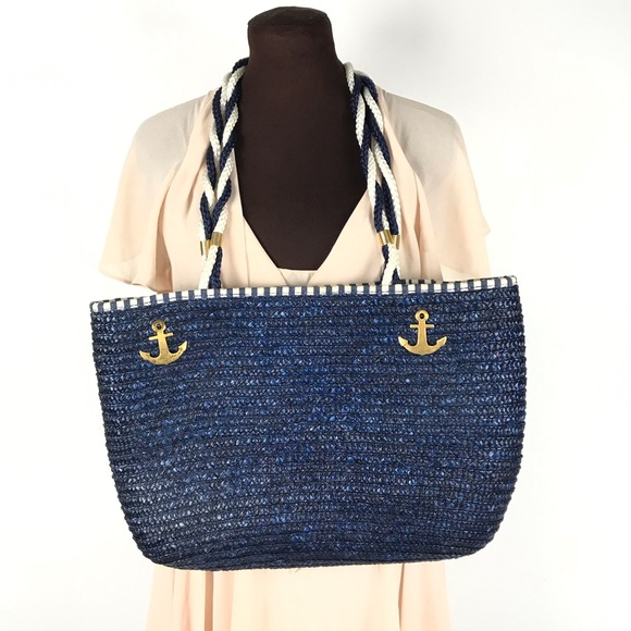 Handbags - Straw Bag  Tote  Blue.